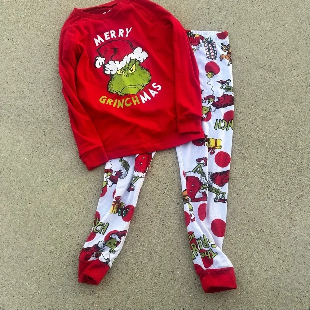 Grinch Red and Black Checkered Kids Pajamas Set  PM6